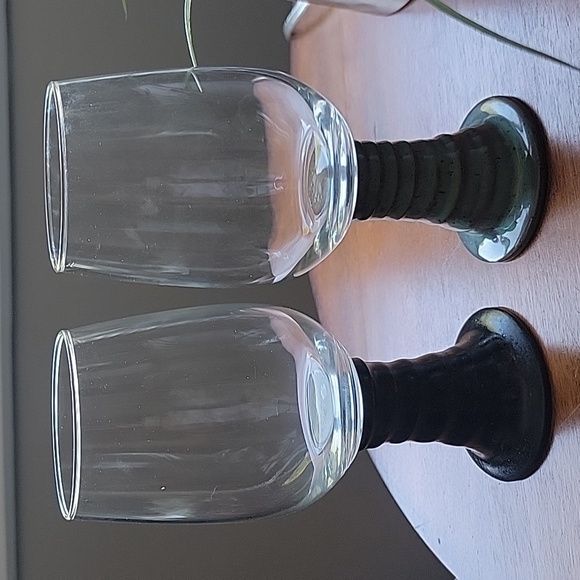 💗 (2) Handmade Ceramic Wine Goblets Glasses Signed 2014 - Picture 8 of 8